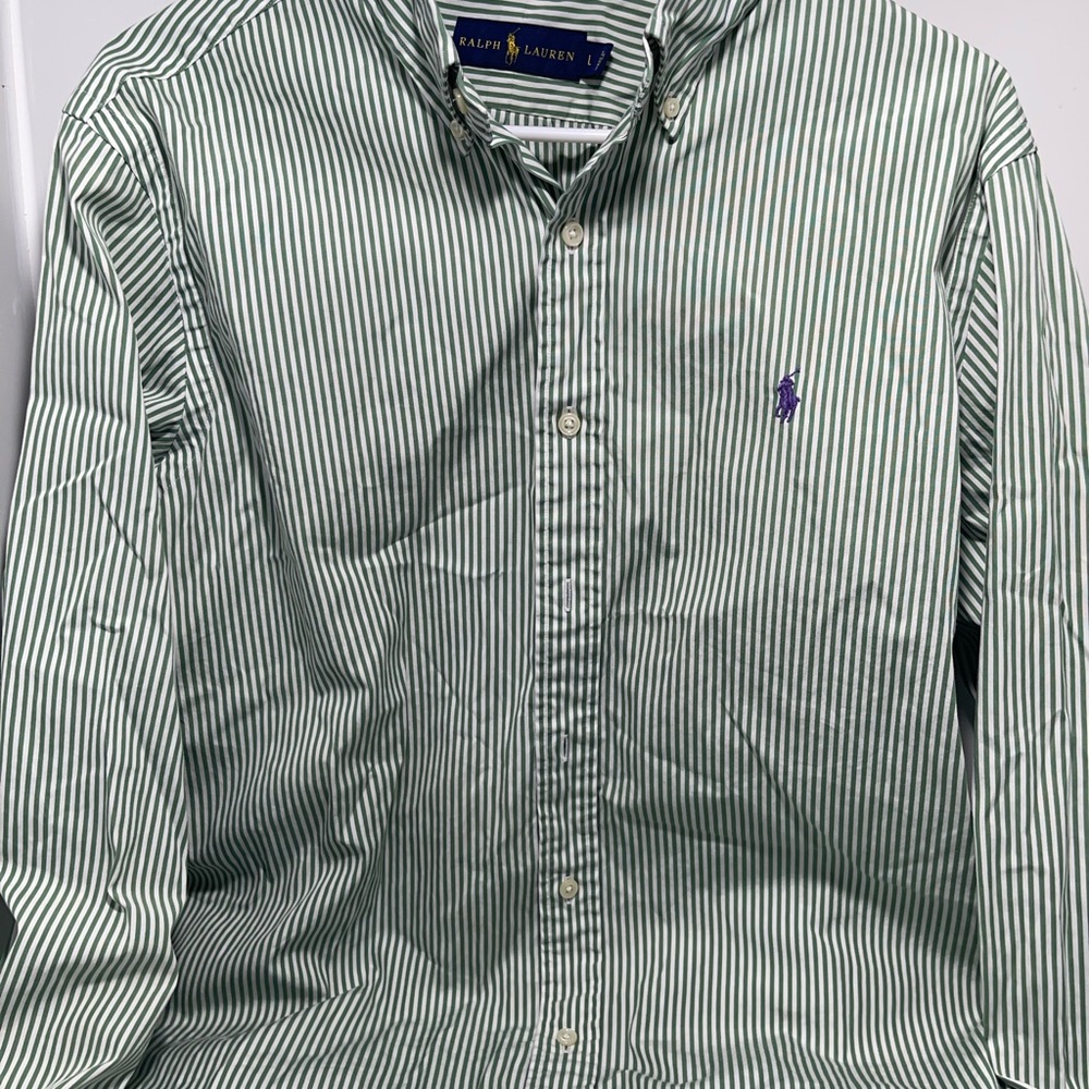 Ralph Lauren Green Striped Men's Shirt